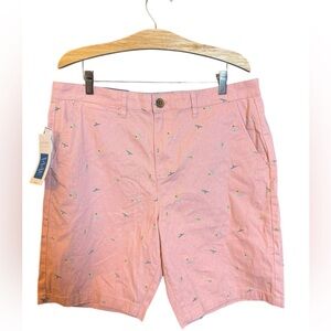 Jachs New York Pink Surfer Print Twill Bleecker Shorts Size 32